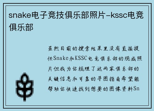 snake电子竞技俱乐部照片-kssc电竞俱乐部